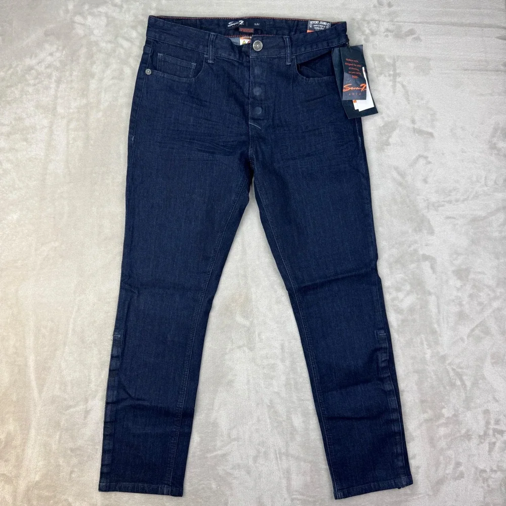 Seven7 Able Jeans Mens 32x30 Blue Slim Adaptive Magnetic Fly Easy Dressing New